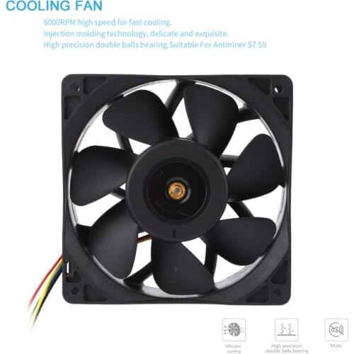 7500RPM DC12V 5.0A Miner Cooling Fan For Antminer Bitmain S7 S9 4-Pin Connector Brushless Replacement Cooler Low Noise