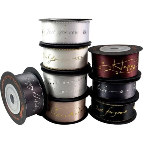 High-end Gold Foil Satin Ribbons Rose Material Belt Flower Packaging Ribbon Handmade Ribbon