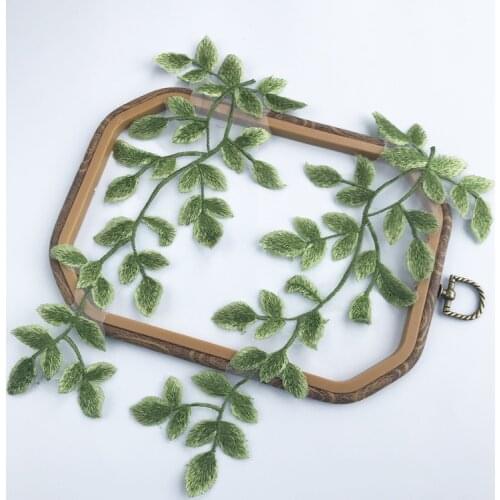 1PCS High Quality 3D Lace Fabric Green Leaf Embroidery Applique Flower Patch Lace Collar Patches Fabric Accessories parches FG1
