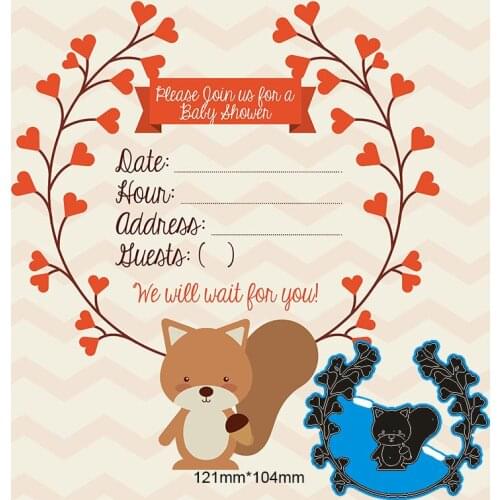 121*104mm Flower branch squirrel New Arrival Frame Cutting Dies Stencil DIY Scrapbooking Photo Album Embossing Paper Card