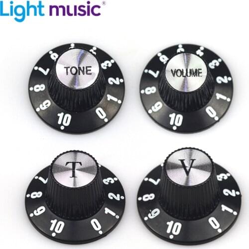 2/4pcs Aluminum Guitar Tone and Volume Speed Control Knobs Silver Silver Top Hat Bell For GB LP SG Electric Guitar