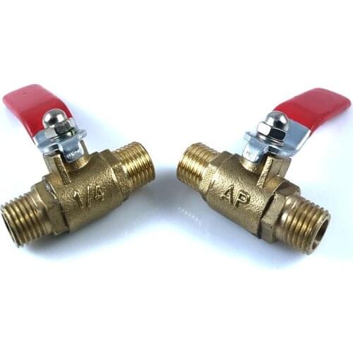 2pcs 1/4'' Ball Valve Copper Material Male to Male Water Gas Tap with Handle Thread Connector