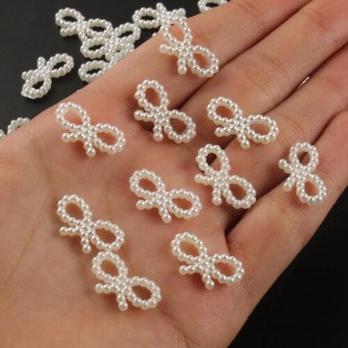 200pc/lot White Color ABS Pearl Bowknot Flatback Cabochons DIY Resin Shaker Charms Molds Stuff Slime Fillings