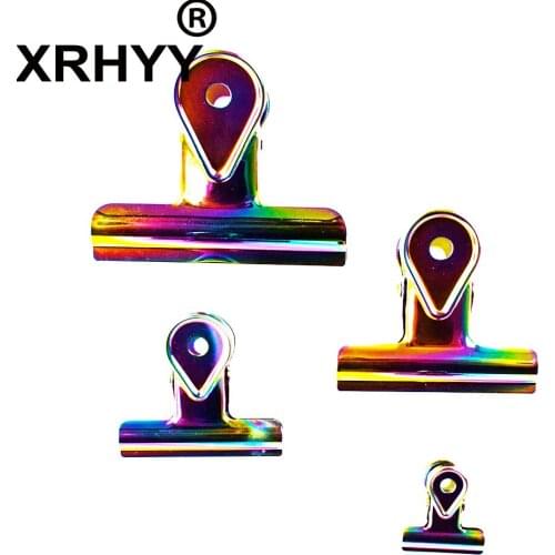 4 Pcs Rainbow Bulldog Office Finishing Clip Stainless Steel Metal Receipt Folder Paper Document Binder Clips Stationery