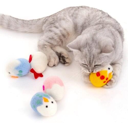 5pcs Cat Toy Chick Pet Cat Toy Interactive Fun Faux Wool Cat Toy Kitten Catnip Toy with Box Toys for Cats Pet Supplies
