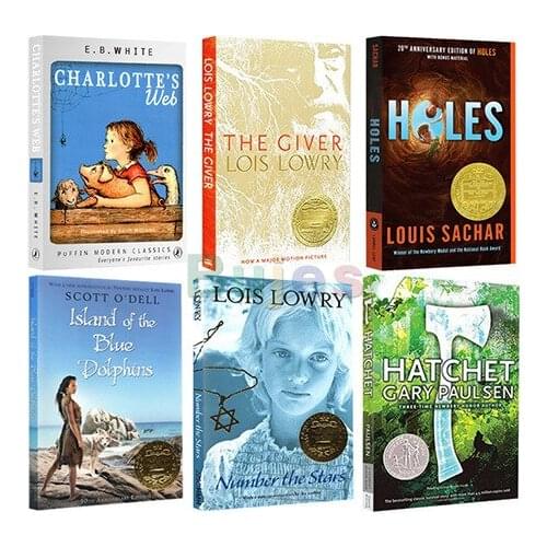 6 books/set ,Charlottes web Hatchet,english story books,Humorous picture book,children english interesting reading books