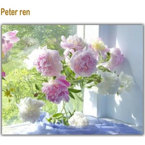 DIY Diamond Painting Cross Stitch kit Diamond Embroidery pink Peony 3d Square Diamond mosaic pasted full Crafts gifts Needlework