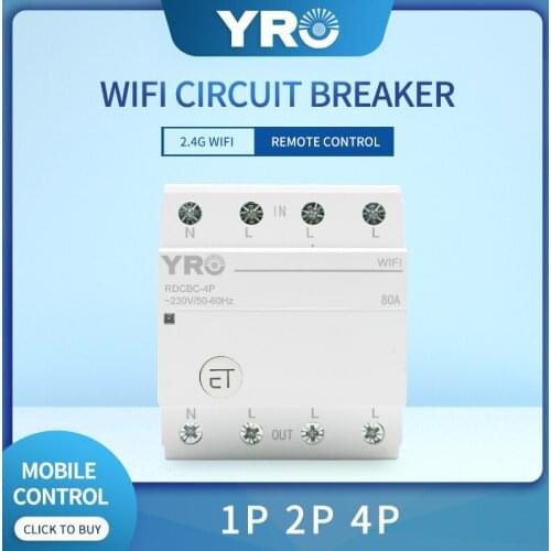 4P WIFI Circuit Breaker Smart Timer Switch Relay Remote Control By EWeLink APP Smart Home Compatiable With Alexa Google Din Rail