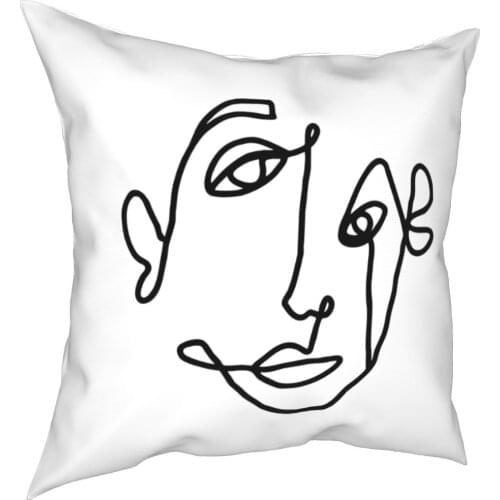 Face line Art Pillows House Abstracts Doodle Modern Aesthetic Minimalist Pillows Case Decoration Pillows Case 40*40