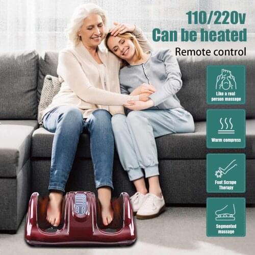 110/220V Electric Heating Foot Massager Leg Massager Shiatsu Kneading Roller Vibrator Machine Reflexology Calf Pain Relief Relax