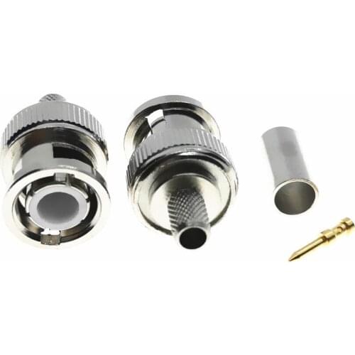 1pc BNC Male Plug RF Coax Connector Crimp RG58 RG142 RG400 LMR195 cable Straight Nickelplated NEW wholesale