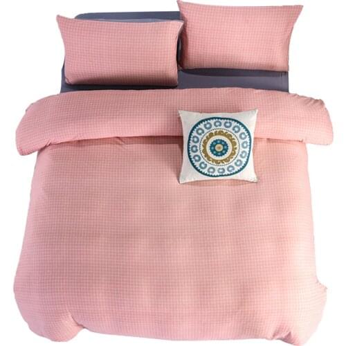 100% Breathable Duvet Cover Queen Size AB Side Bed Set 4pcs Cotton Soft Flat Sheet Easy Care Home Textile