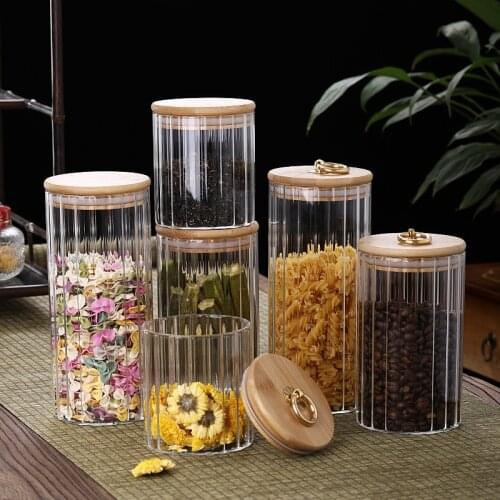 High borosilicate round sealed can tea can transparent glass storage can candy and snack storage bottle mason jars with lid