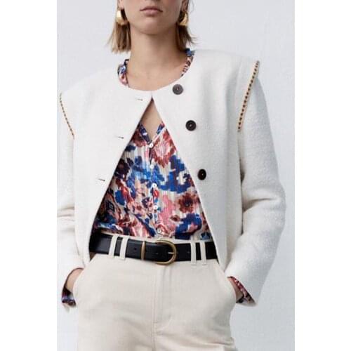 ZA jacket coat 2021 autumn new womens clothing fashion all-match with shoulder pad texture jacket long-sleeved jacket