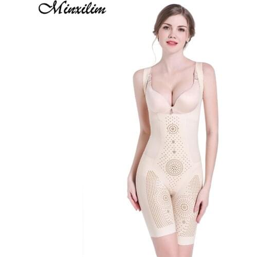 Minxilim Women High Waist Body Shaper Seamless Tummy Belly Waist Slimming Shapewear Underwear Waist Trainer Bodysuit Open Crotch
