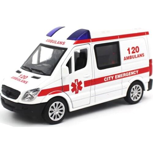 Alloy Car Model Police Metal Car/Diecast Fire Trucks/Ambulance Metal Vehicle Model Pull Back With Light/Sound Car Toys For Kids