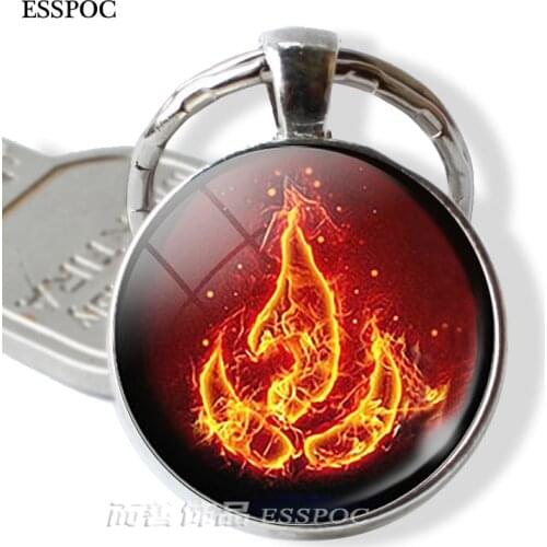 Fashion Avatar: The Last Airbender Fire Nation Emblem Aang Korra Zuko Pendant Glass Keychain Metal Key Chain Anime Manga Gift