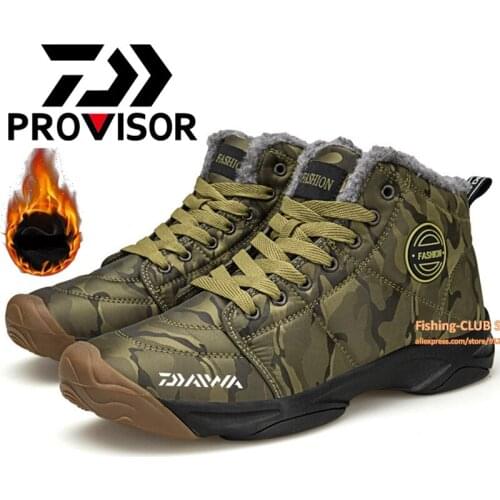 2021 New DAIWA Waterproof Ankle Boots Winter Warm Plush Snow Boots Men Outdoor Warm Non-slip Fishing Mens Boots Big Size 36-48