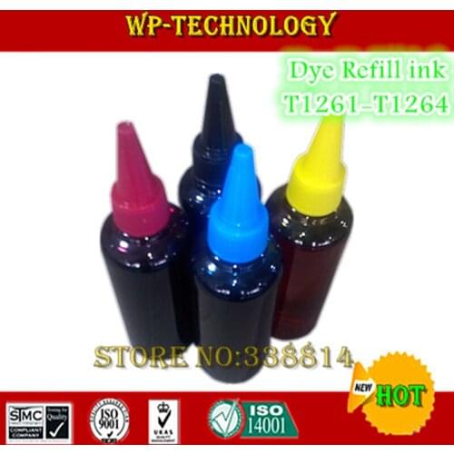 [Dyebased]Compatible refill ink suit for Epson T1261 - T1264 ,suit for Epson Workforce 520 / Workforce 635 . high quality ink