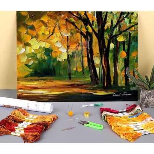 Deep Forest Pre-Printed 11CT Cross-Stitch Set DIY Embroidery DMC Threads Handmade Craft Needlework Painting Package Sales