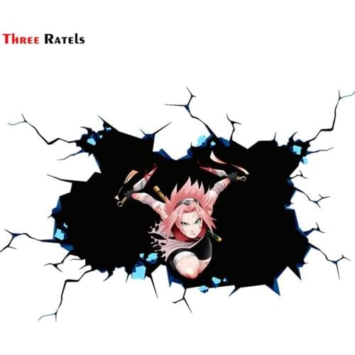 Three Ratels CHY25 sakura cool Anime cartoon 3D sticker for car road bike sticker decal