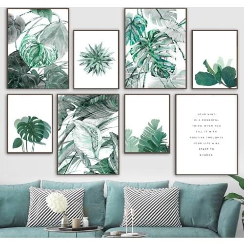 Wall Art Canvas Painting Monstera Palm Banana Leaf Agave Banyan Nordic Posters And Prints Wall Pictures For Living Room Decor