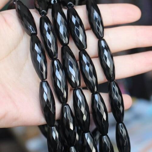 Natural Onyx/Black Agate 6-30mm Faceted Oval Beads 15" For DIY Necklace Bracelat Jewelry Making