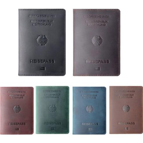 Genuine Leather Germany Passport Cover For Germany Credit Card Holder German Passport Case Unisex Travel Wallet