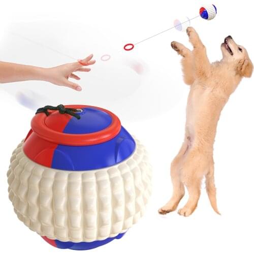 Durable Dog Training Ball on Rope for Pet Chewing Tooth Cleaning Toys Interactive Fun Dog Balls with Handle for Pull Throw Toy