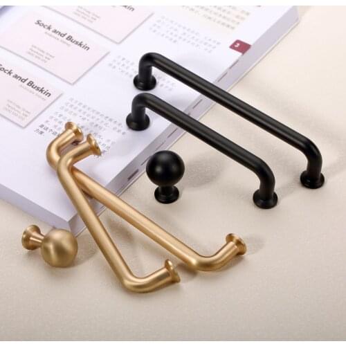 Handles for Furniture Minimalist Handle of Household Golden Cabinet Door Black Thickened Electroplated Zinc Alloy Wardrobe Knobs