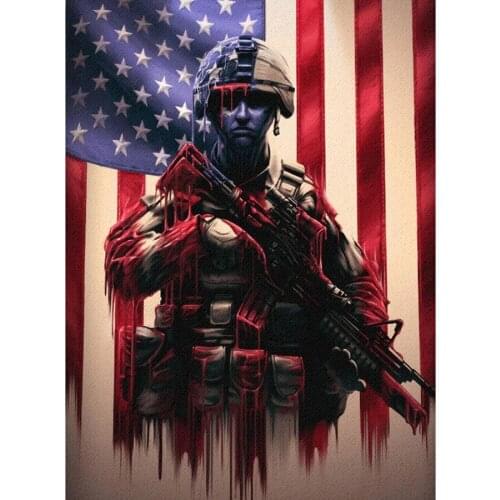 Diy 5D American Army Soldier Flag Full Diamond Painting Cross Stitch Kits Art Portrait 3D Paint By Diamonds