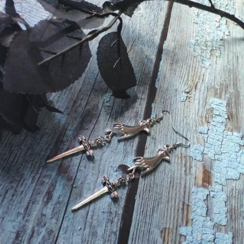 Hand and Sword Earrings silver color novelty pendants Classic jewelry Fashion charm women gift Mysterious gothic 2020 new