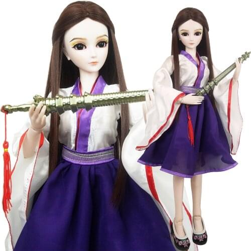 EVA BJD 1/3 BJD Doll Mulan Cosplay 11 Ball Joint Doll 24in 60cm SD Dolls Handmade Makeup Clothes Cloak Shoes Full Set Girl Gift