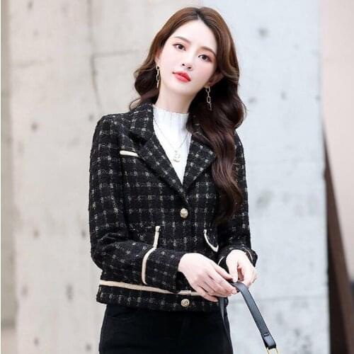 Woolen Coat Women Clothes New 2021 Spring Woolen Jacket Women Clothing Autumn Short Slim Thick Warm Pakras Female Coats Black