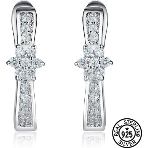 Wedding Jewelry Fashion Delicate Flower 925 Sterling Silver Clip Earrings For Women Girls Anniversary Gifts Fine Jewelry