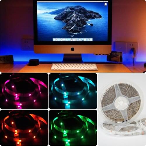 LED Strip Lights RGB 5050 SMD 2835 Waterproof Lamp Flexible Tape Diode Bluetooth Color Changing luces led 16.4ft DC 12V For Home