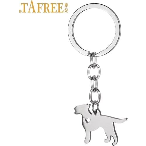 TAFREE vintage fashion Bull Terrier keychain new stainless steel UK pet dog pendant key chain ring holder love dog jewelry SKU20