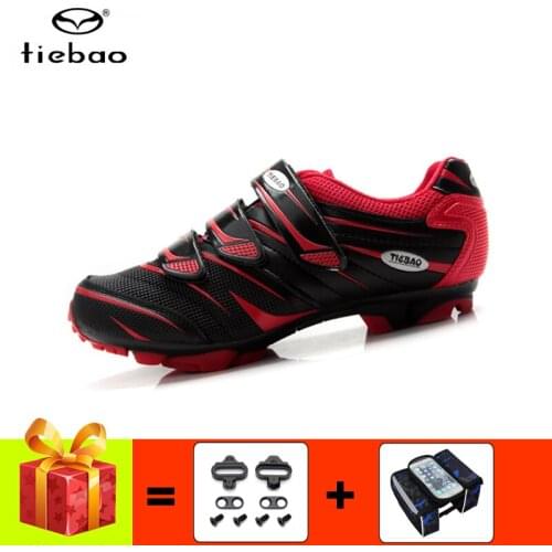 TIEBAO cycling shoes men sapatilha ciclismo mtb cycling sneakers add cleats breathable self-locking red superstar racing shoes