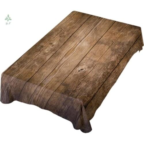 Table Decoration For Party Rustic Wood Planks Retro Grain Rectangle Tablecloth Polyester Rectangle Desk For Dining Decor