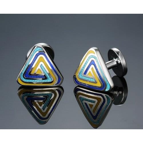 DY New high-end brand of high quality brass triangle color Enamel Cufflinks fashion Mens French shirt Cufflinks wholesale