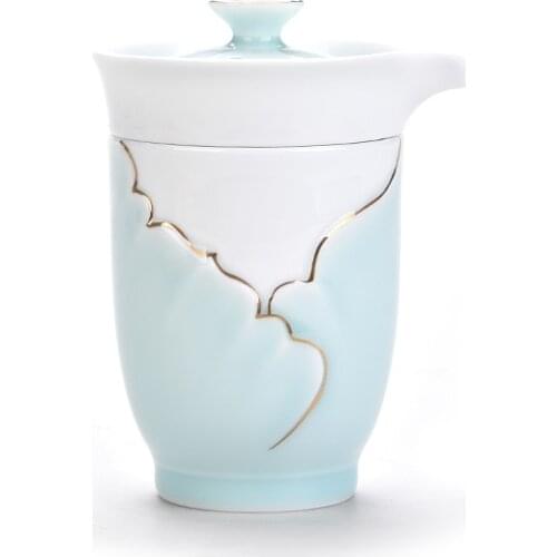 Japanese Celadon Unique Traveling Trip Coffee Tea Sets One Pot Two Cups Ceramic Coffeeware Sets