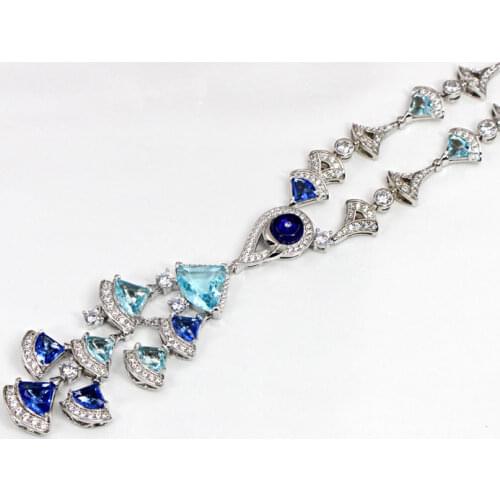 Womens red/blue stone cubic zircon GEOMETRIC pendant necklaces Ladies Party Jewellery 2021 trend wholesale