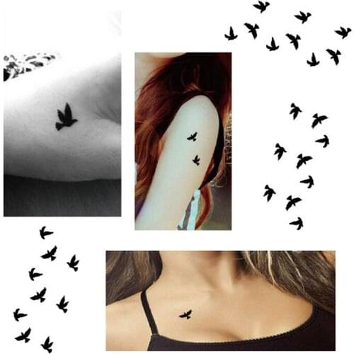 1 Sheet Water Transfer Stickers Unisex Waterproof Cute Black Bird Shape Disposable Temporary Tattoo Stickers DIY Party Deco