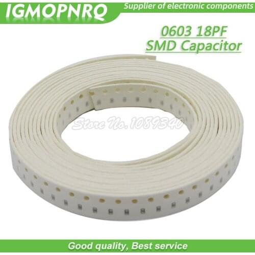 100pcs 18pF NPO precision 5% 50V 0603 18P SMD Thick Film Chip Multilayer Ceramic Capacitor