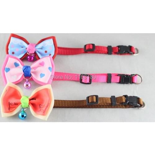 12 pcs/lot NEW POLYESTER DOG PUPPY CAT BOW TIE NECKTIE CUTE BOWKNOT PET COLLARS WITH BELLS