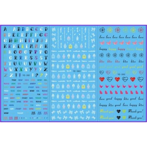 3 PACK/ LOT WATER TRANSFER DECAL NAIL ART NAIL STICKER ALPHABET PERFUME BOTTLE SWEET HEART YE381-383