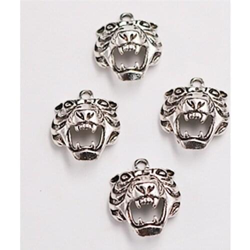4pcs Antique Silver Color 3D Bengal Tiger Head Charm Alloy Pendant Necklace Bracelet DIY Metal Jewelry Findings 31*29mm A1289