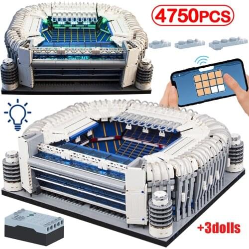 4750Pcs City APP RC Football Field Building Blocks Creator Technical remote Control Bernabeu Stadium Figure Bricks Toys For Kids