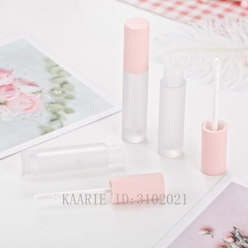 5ml DIY Empty pink Lip Gloss tube pink cap lipgloss Plastic clear Frosted Lipgloss Tube packing Container Mini Lip Gloss Bottles