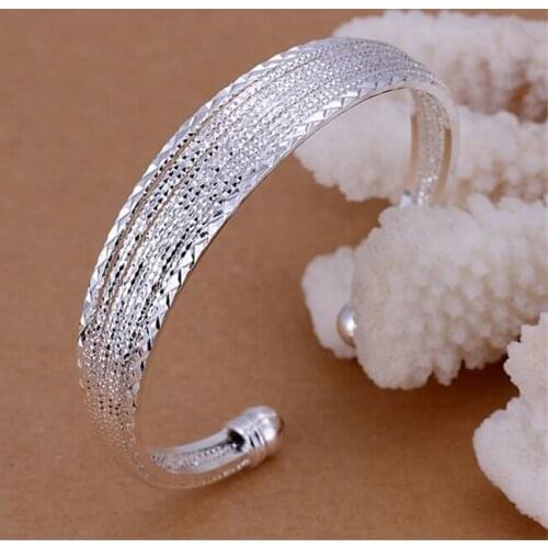 B145 Fashion Silver Color Charm Bangle Cuff Bracelet Bangles For Women Jewelry Gift Bangles Line Bracelets /alzajdga